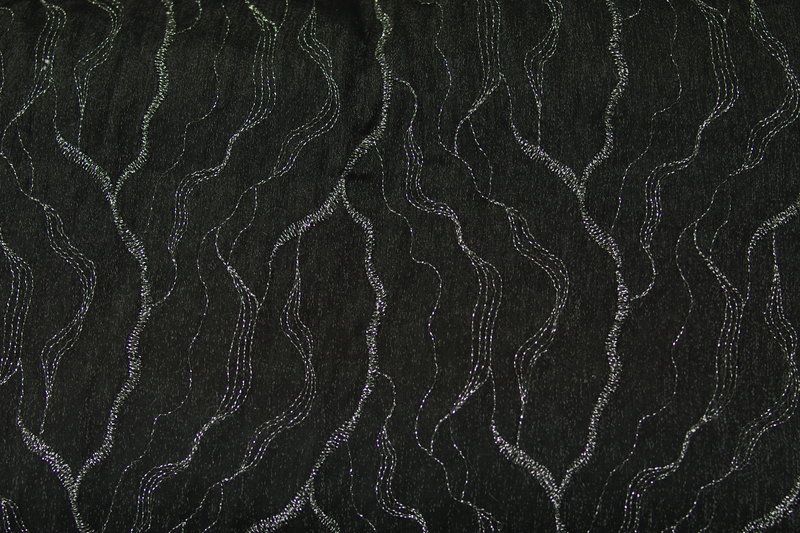 Lurex-Stoff mit Stickerei, 'Wellington', schwarz-silber